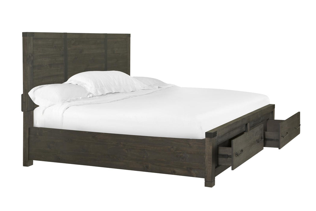 Magnussen Abington California King Panel Storage Bed in Weathered Charcoal