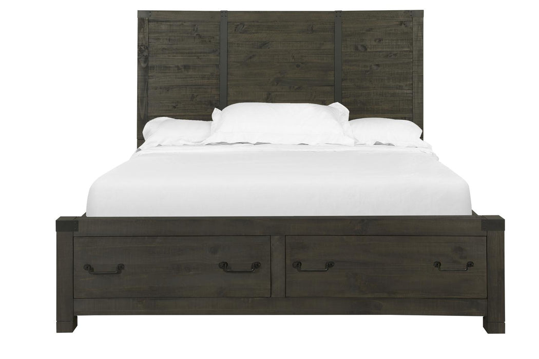 Magnussen Abington King Panel Storage Bed in Weathered Charcoal