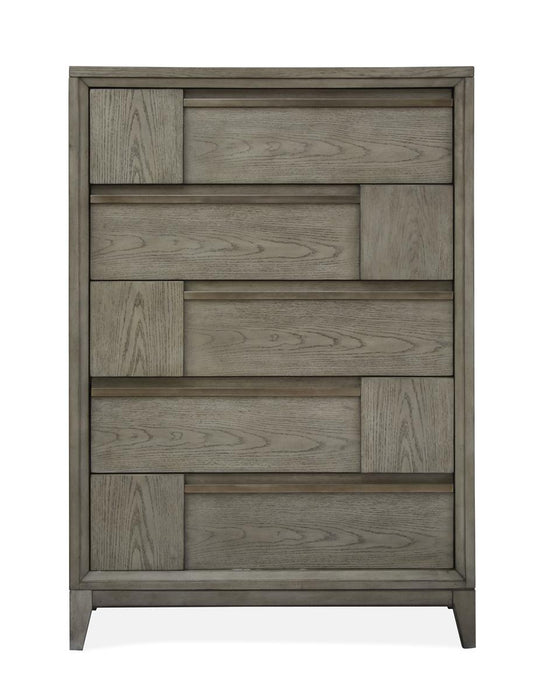 Magnussen Furniture Atelier Drawer Chest in Nouveau Grey, Palladium Metal image