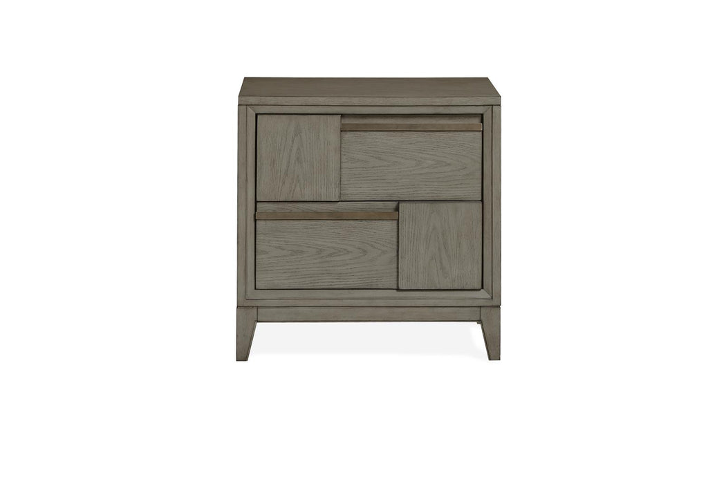 Magnussen Furniture Atelier Drawer Nightstand in Nouveau Grey, Palladium Metal image