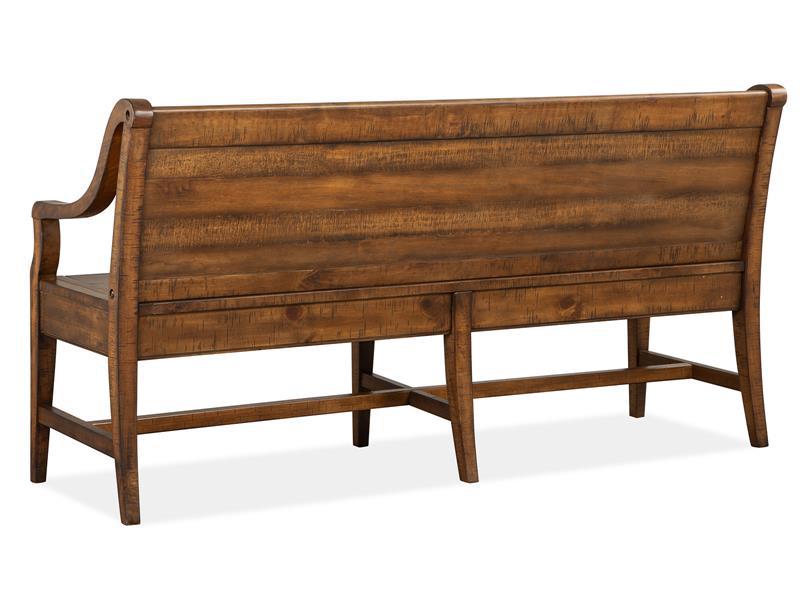 Magnussen Furniture Bay Creek Bench with Back in Toasted Nutmeg