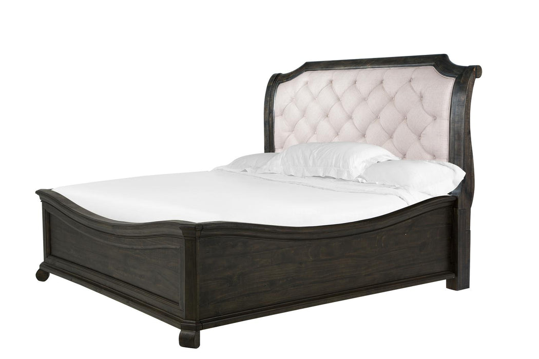 Magnussen Furniture Bellamy California King Sleigh Bed w/ Shaped Footboard in Peppercorn