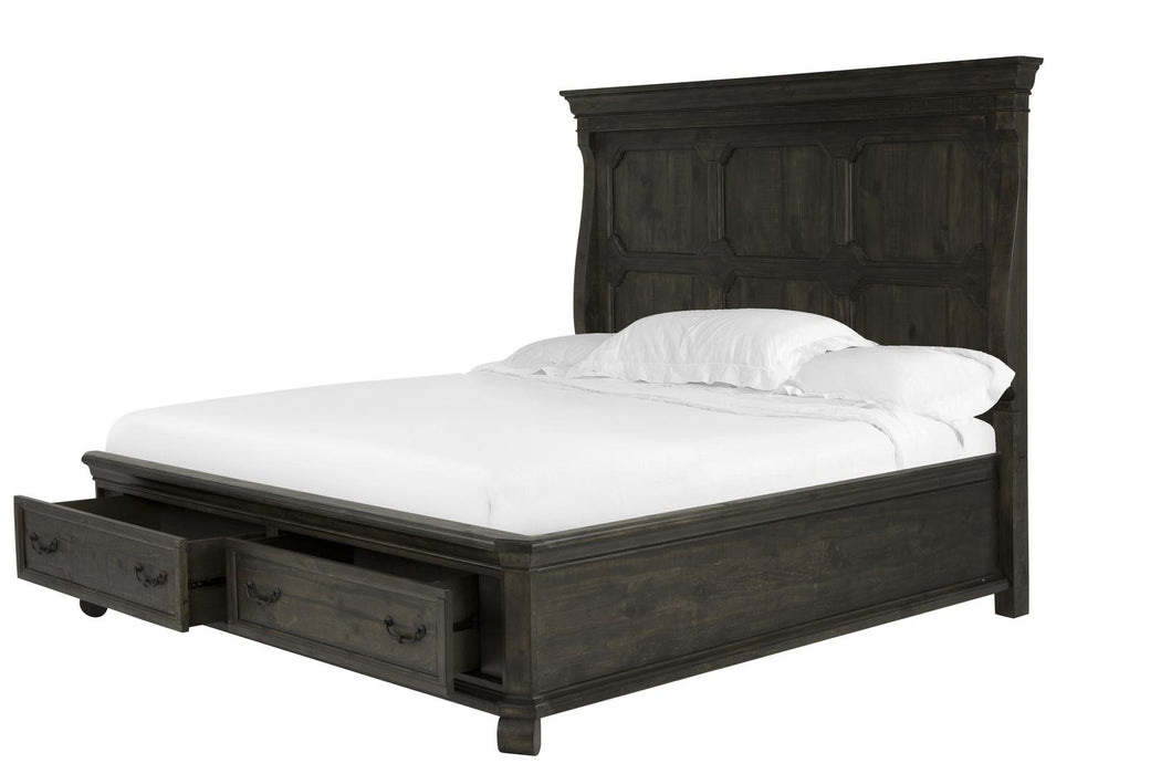 Magnussen Furniture Bellamy King Panel Storage Bed in Peppercorn