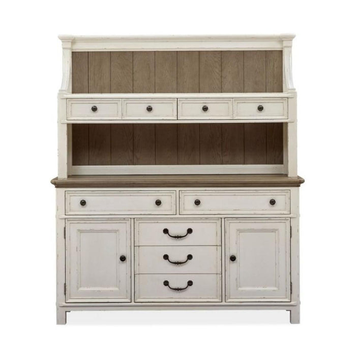 Magnussen Furniture Bellevue Manor Buffet with Hutch in White Weathered Shutter image