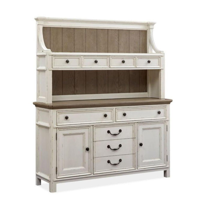 Magnussen Furniture Bellevue Manor Buffet with Hutch in White Weathered Shutter