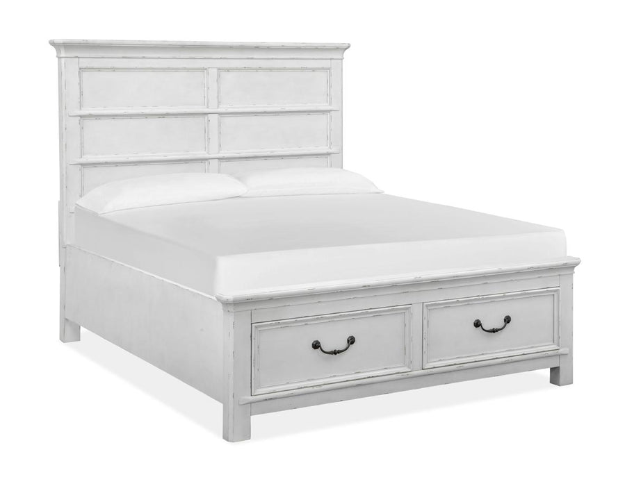 Magnussen Furniture Bellevue Manor California King Storage Bed in Weathered Shutter White