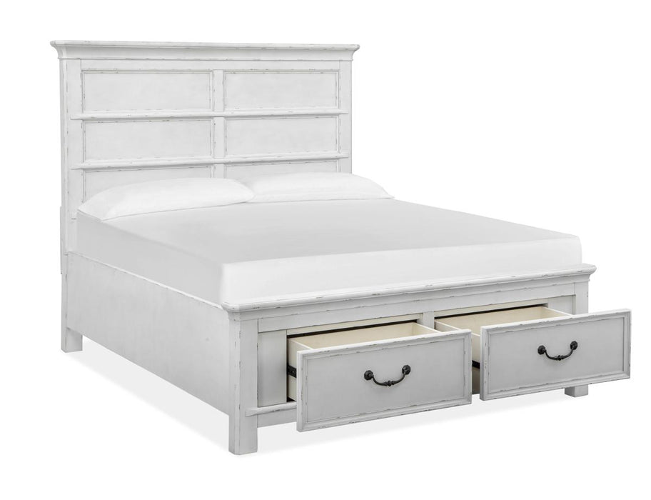 Magnussen Furniture Bellevue Manor King Storage Bed in Weathered Shutter White