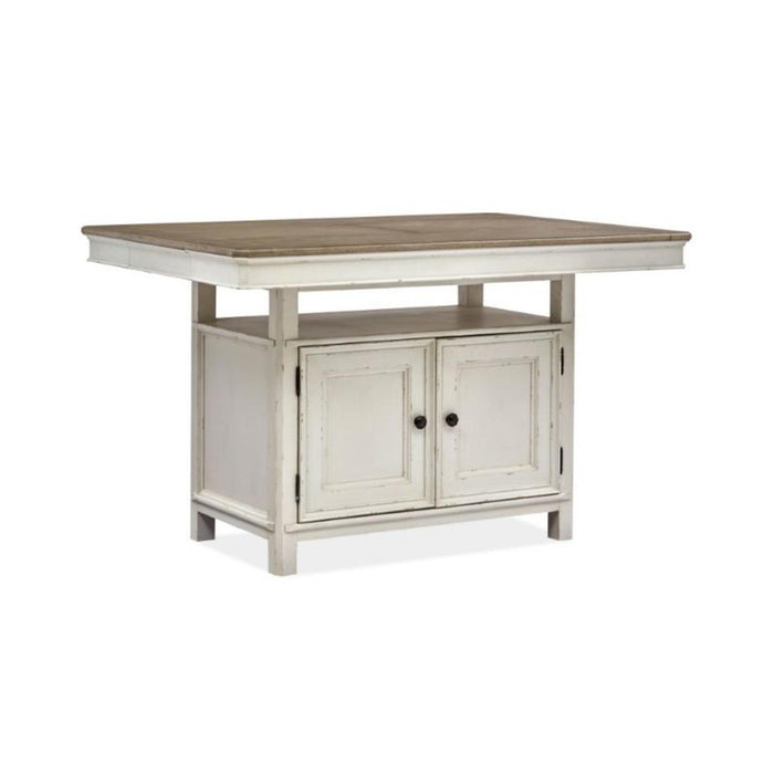 Magnussen Furniture Bellevue Manor Rectangular Pub Table in White Weathered Shutter