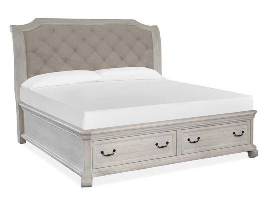 Magnussen Furniture Bronwyn California King Sleigh Storage Bed in Alabaster