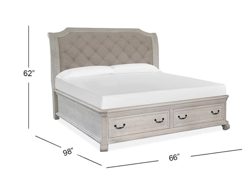 Magnussen Furniture Bronwyn California King Sleigh Storage Bed in Alabaster