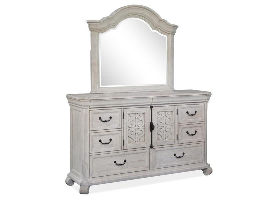 Magnussen Furniture Bronwyn Shaped Mirror in Alabaster