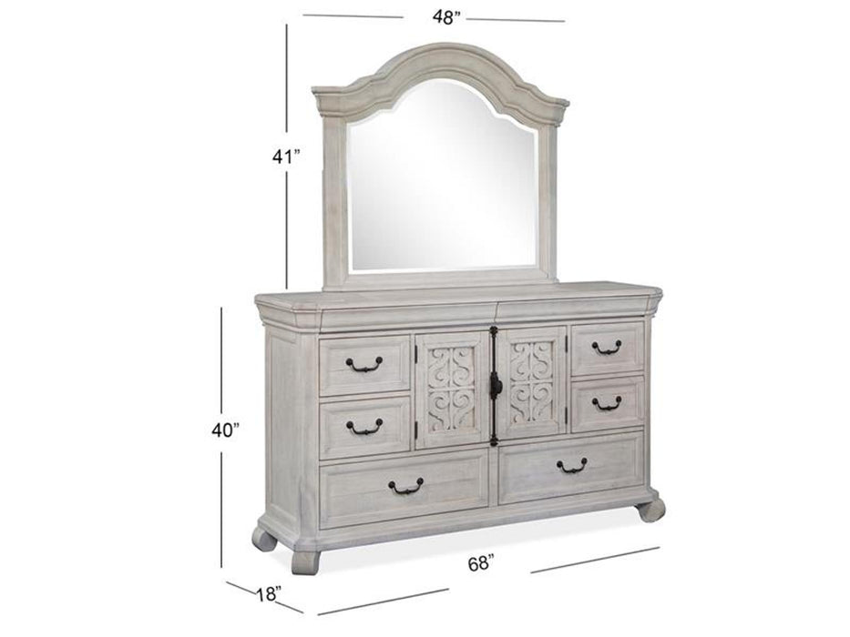 Magnussen Furniture Bronwyn Shaped Mirror in Alabaster