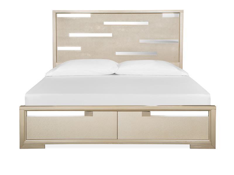 Magnussen Furniture Chantelle California King Panel Storage Bed in Champagne