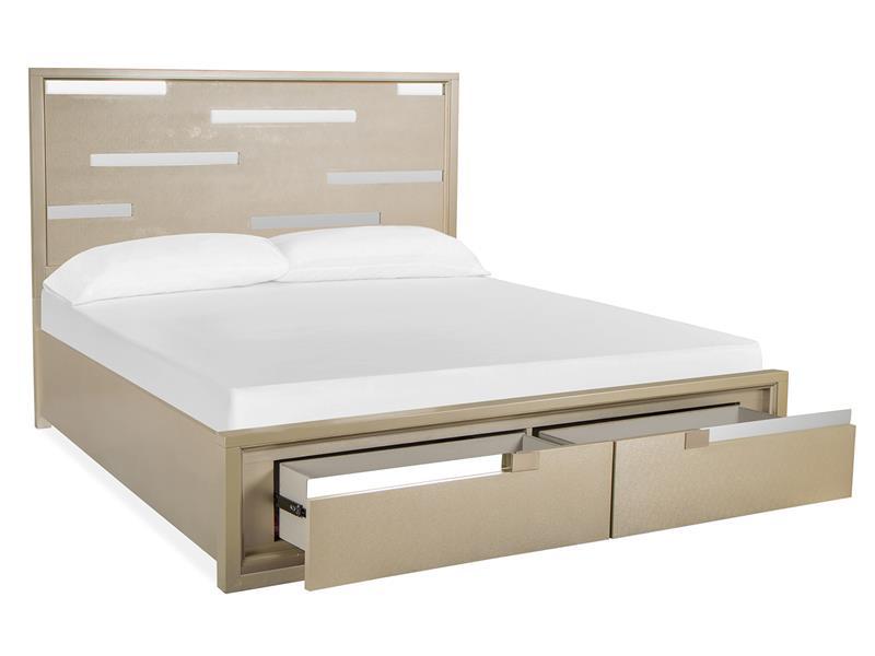 Magnussen Furniture Chantelle King Panel Storage Bed in Champagne