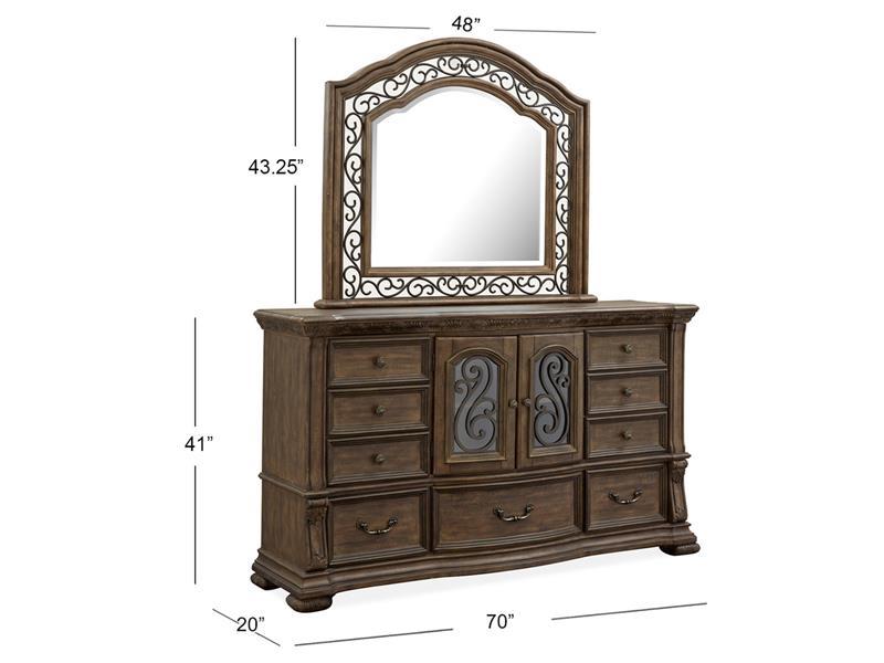 Magnussen Furniture Durango Shaped Mirror in Willadeene Brown