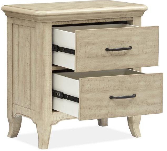 Magnussen Furniture Harlow 2 Drawer Nightstand in Weathered Bisque