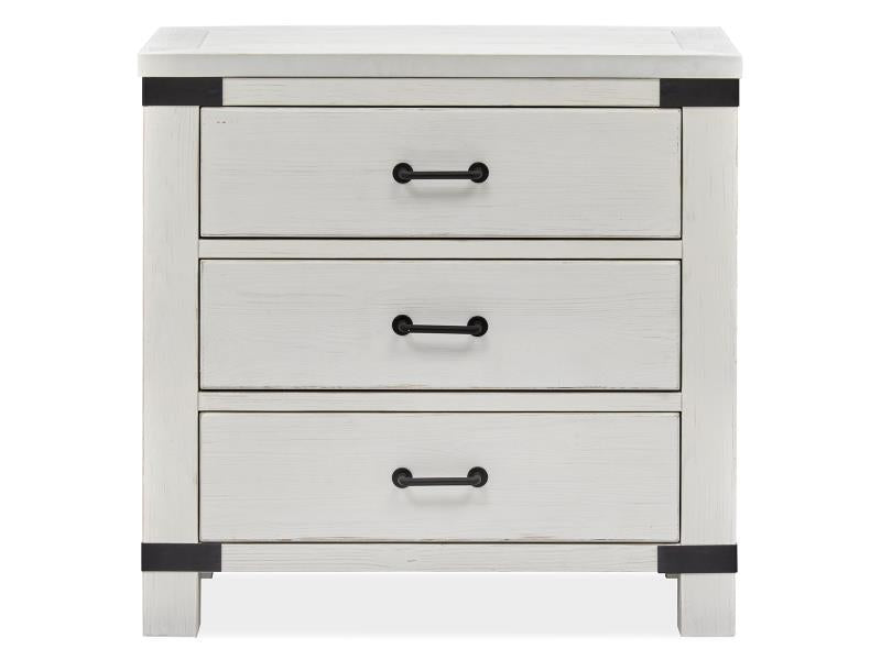 Magnussen Furniture Harper Springs Bachelor Chest with Metal Decoration in Silo White