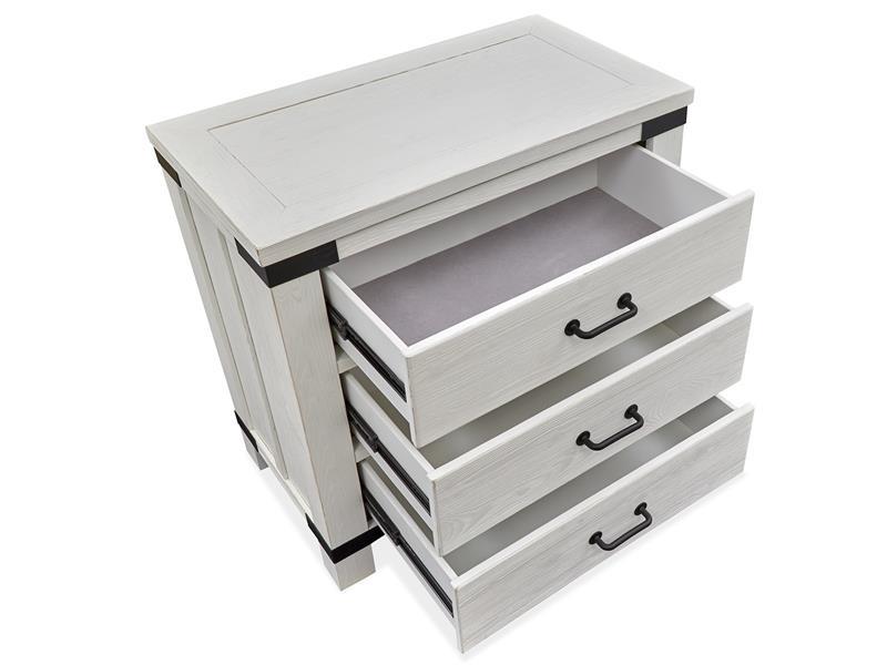 Magnussen Furniture Harper Springs Bachelor Chest with Metal Decoration in Silo White