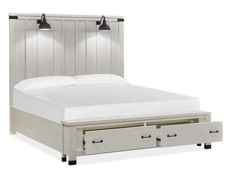 Magnussen Furniture Harper Springs California King Panel Storage Bed in Silo White