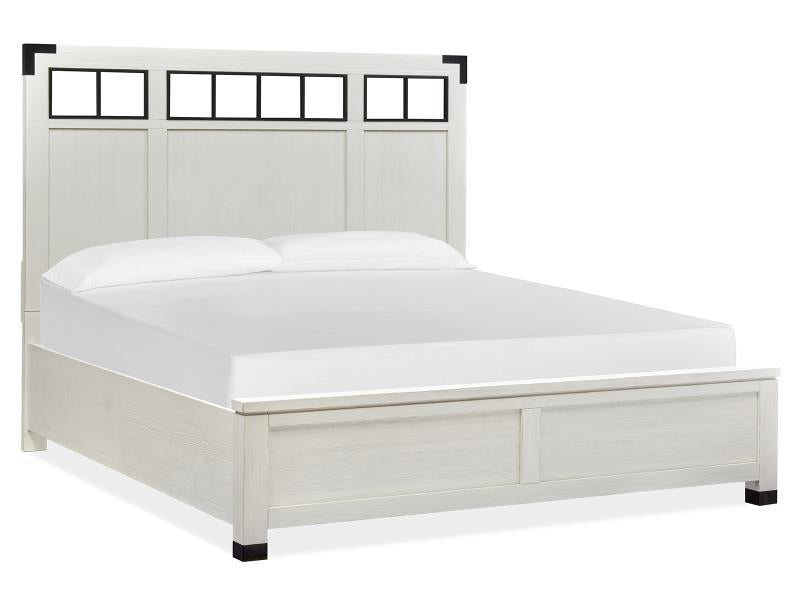 Magnussen Furniture Harper Springs Queen Panel Bed with Metal/Wood in Silo White image