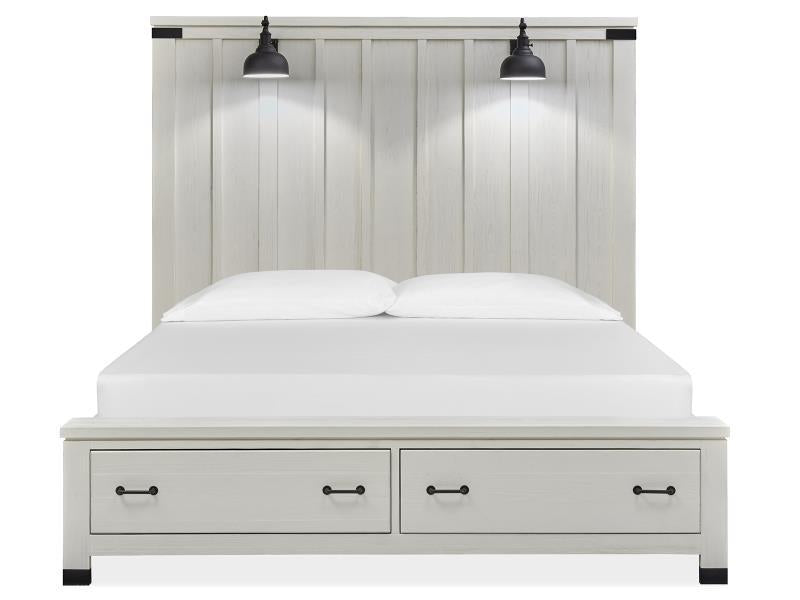 Magnussen Furniture Harper Springs Queen Panel Storage Bed in Silo White