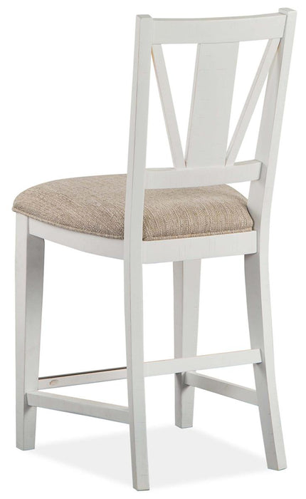 Magnussen Furniture Heron Cove Counter Chair with Upholstered Seat in Chalk White (Set of 2)