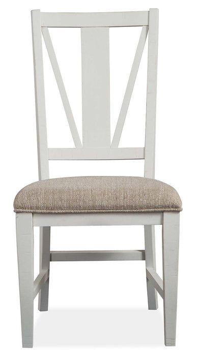 Magnussen Furniture Heron Cove Dining Side Chair with Upholstered Seat in Chalk White (Set of 2)