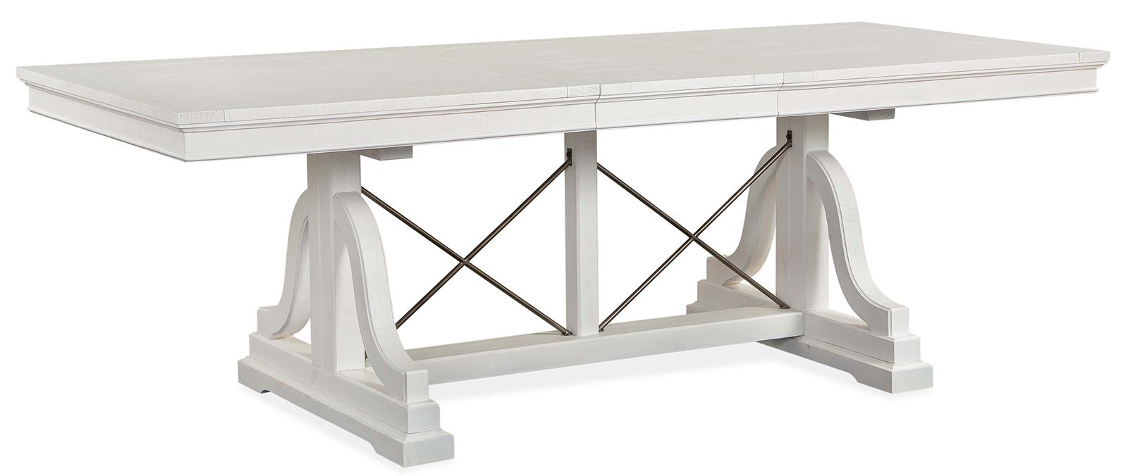 Magnussen Furniture Heron Cove Trestle Dining Table in Chalk White