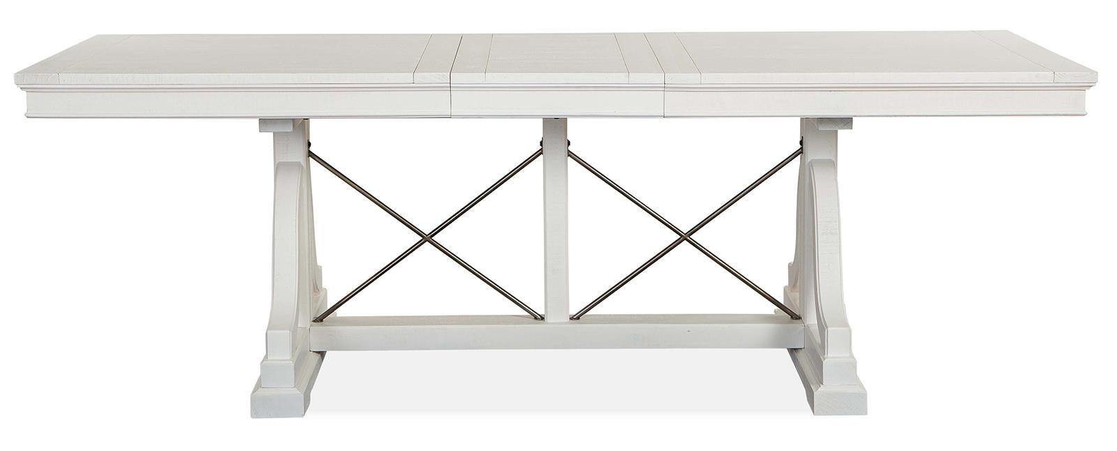 Magnussen Furniture Heron Cove Trestle Dining Table in Chalk White