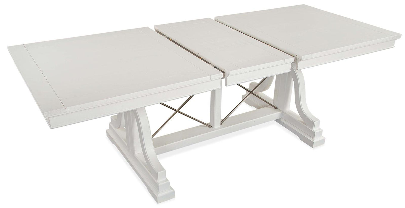 Magnussen Furniture Heron Cove Trestle Dining Table in Chalk White