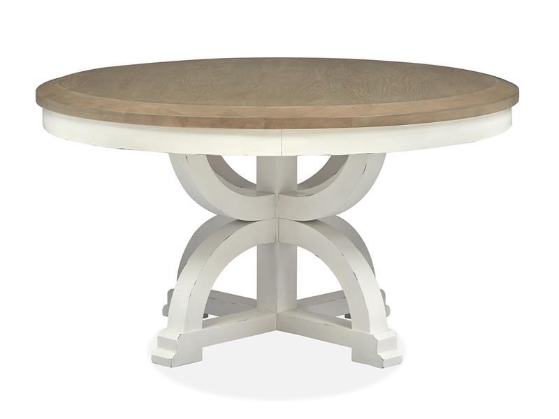 Magnussen Furniture Hutcheson 54" Round Dining Table in Berkshire Beige and Homestead White