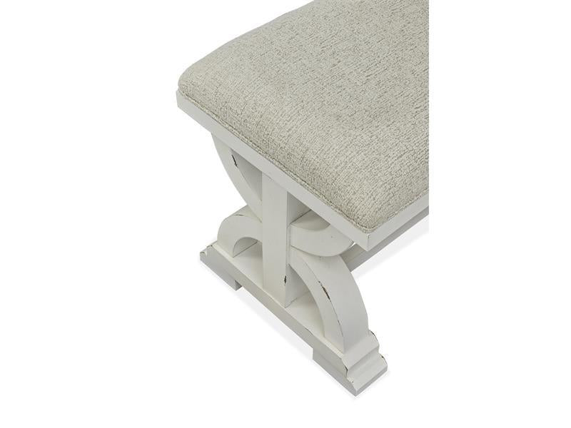 Magnussen Furniture Hutcheson Bench with Upholstered Seat in Berkshire Beige and Homestead White