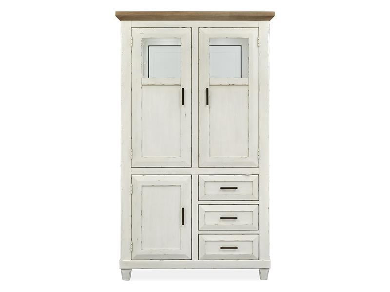 Magnussen Furniture Hutcheson Buffet Curio in Berkshire Beige and Homestead White