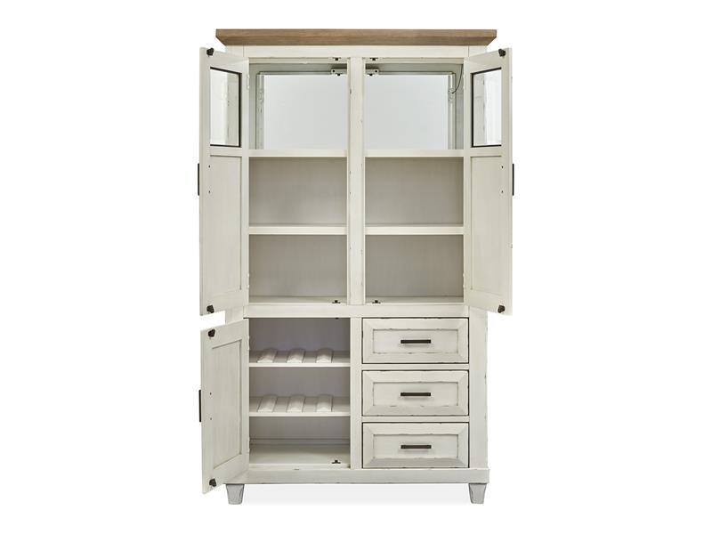 Magnussen Furniture Hutcheson Buffet Curio in Berkshire Beige and Homestead White