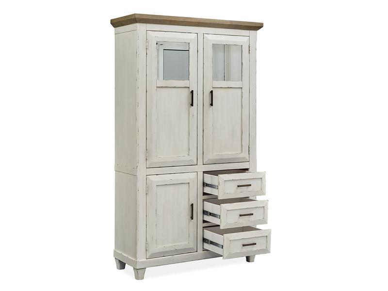 Magnussen Furniture Hutcheson Buffet Curio in Berkshire Beige and Homestead White