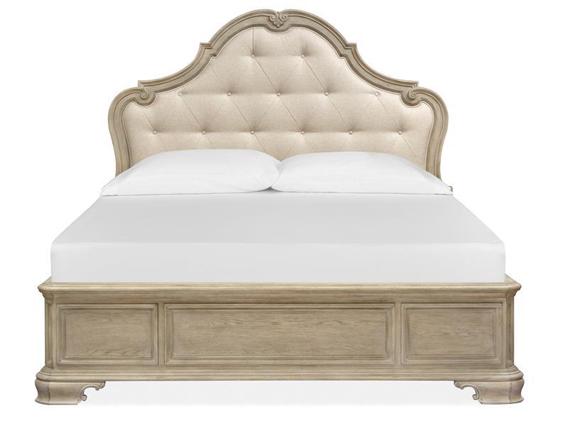 Magnussen Furniture Jocelyn King Upholstered Shaped Bed in Weathered Taupe