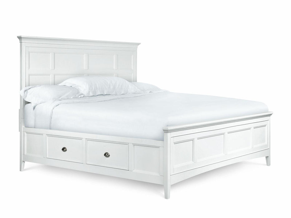 Magnussen Furniture Kentwood Cal King Panel Bed with Storage Rails in White