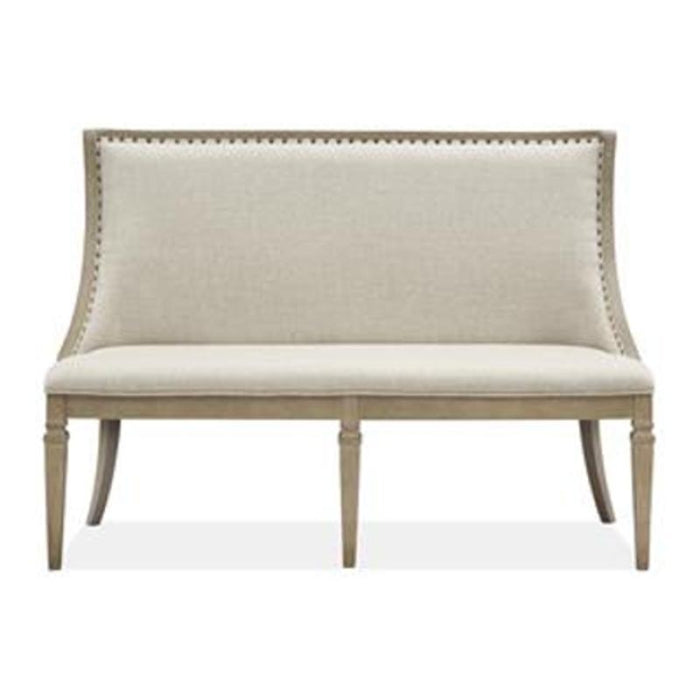 Magnussen Furniture Lancaster Bench with Upholstered Seat and Back in Dovetail Grey