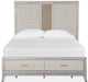 Magnussen Furniture Lenox Queen Storage Bed with Upholstered PU Fretwork Headboard in Acadia White image