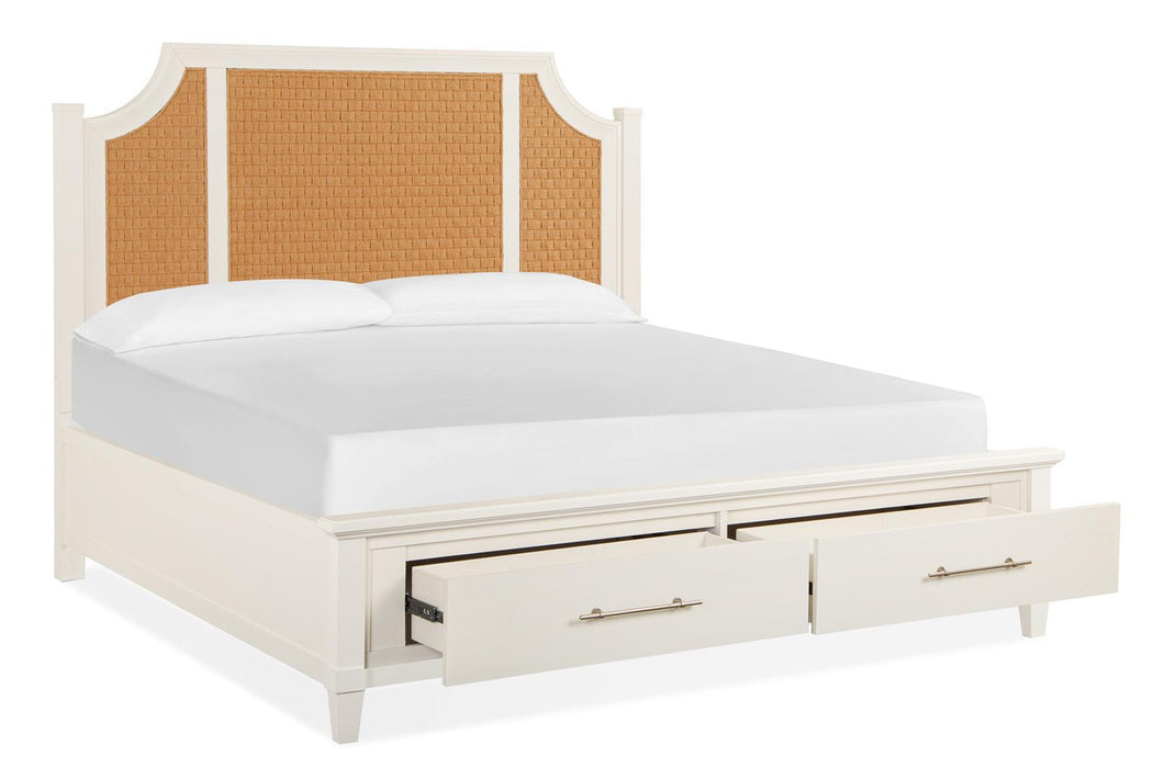 Magnussen Furniture Lola Bay California King Arched Woven Storage Bed in Seagull White