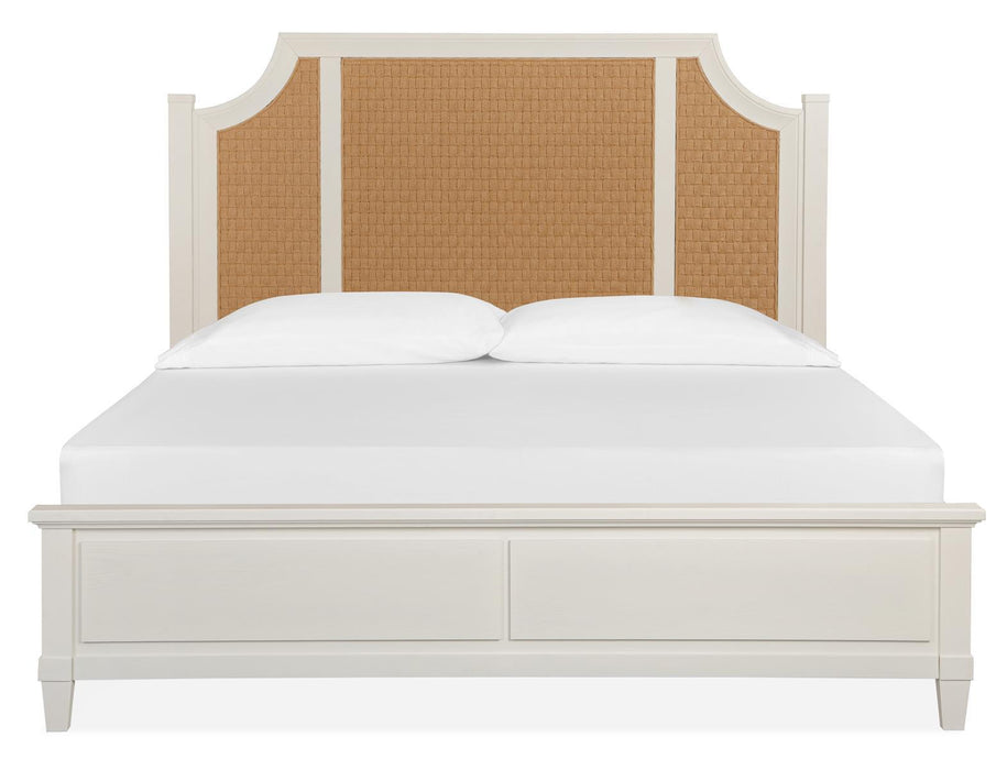 Magnussen Furniture Lola Bay King Arched Woven Bed in Seagull White