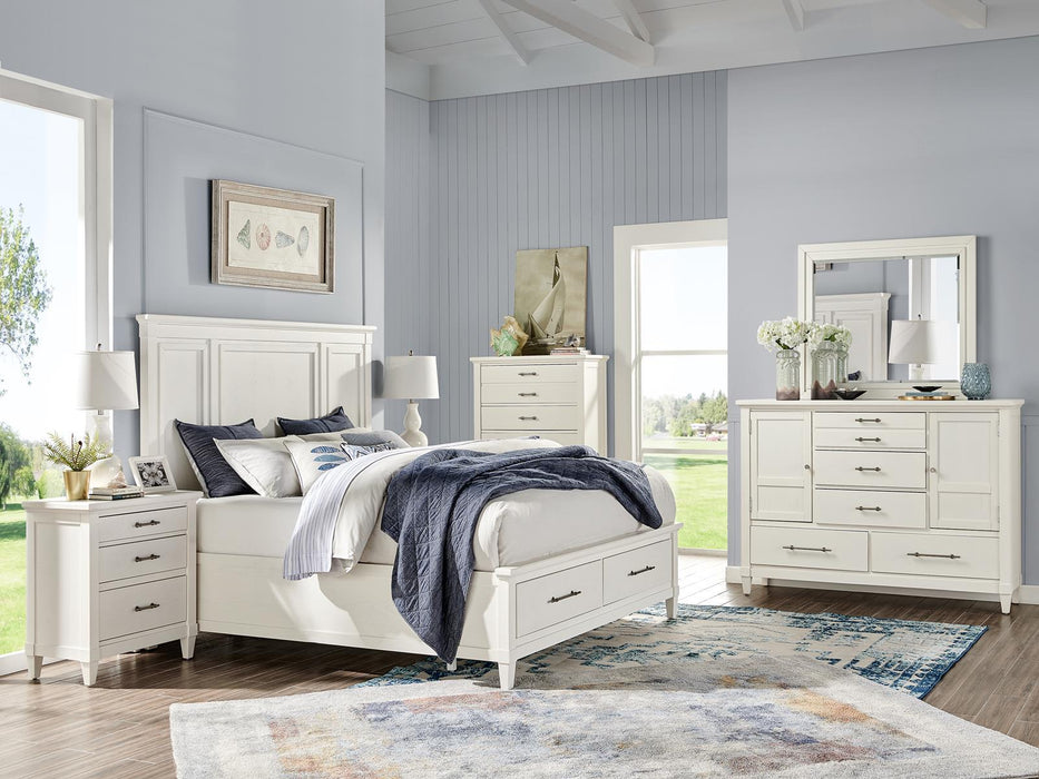 Magnussen Furniture Lola Bay Queen Panel Storage Bed in Seagull White