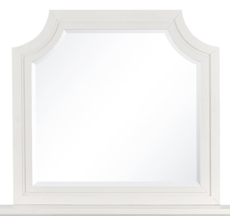 Magnussen Furniture Lola Bay Shaped Mirror in Seagull White image