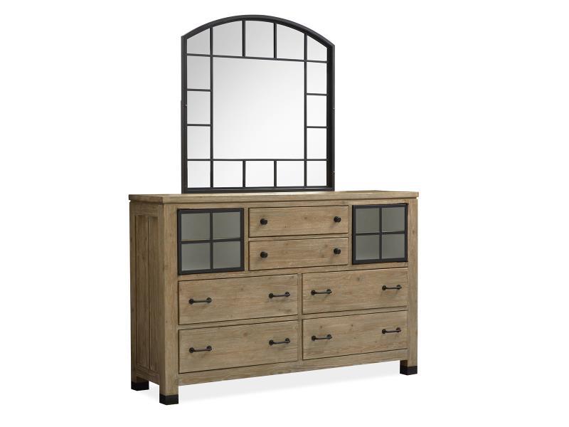 Magnussen Furniture Madison Heights Shaped Mirror in Weathered Fawn