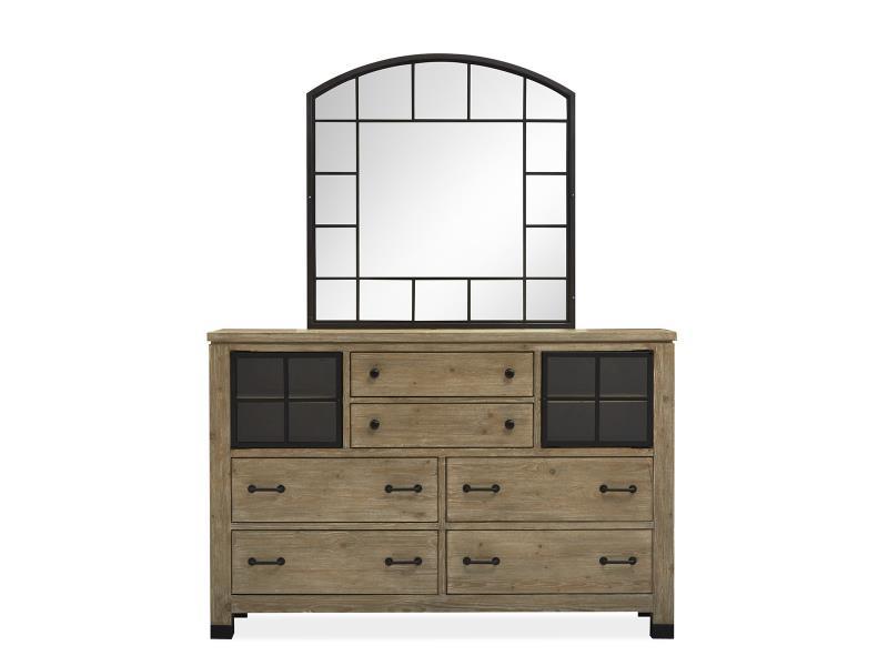 Magnussen Furniture Madison Heights Shaped Mirror in Weathered Fawn