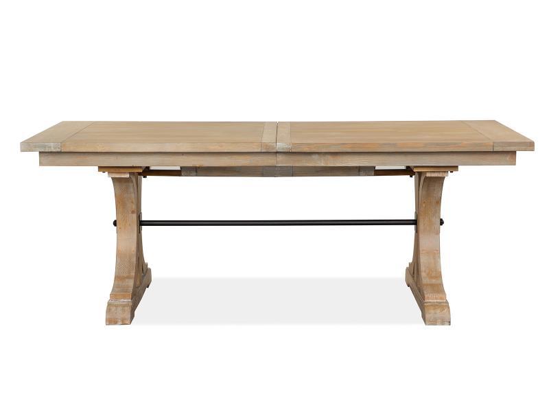 Magnussen Furniture Madison Heights Trestle Dining Table in Weathered Fawn