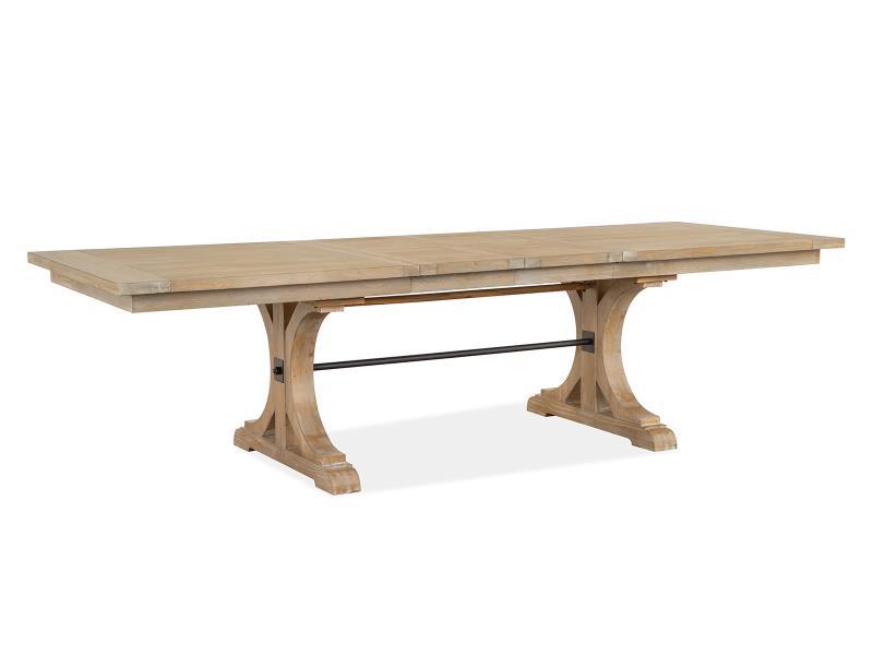 Magnussen Furniture Madison Heights Trestle Dining Table in Weathered Fawn