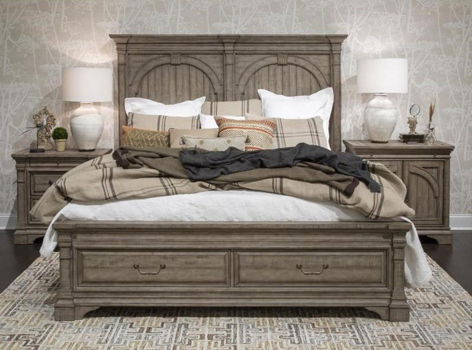 Magnussen Furniture Milford Creek King Panel Storage Bed in Lark Brown