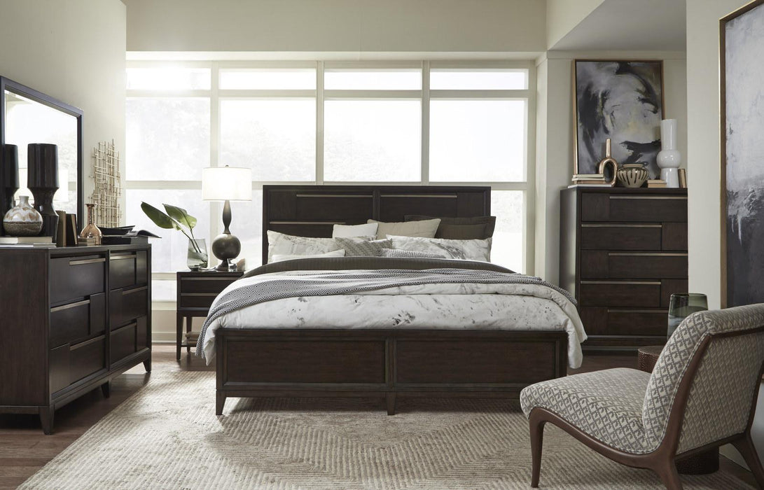 Magnussen Furniture Modern Geometry California King Panel Bed in French Roast