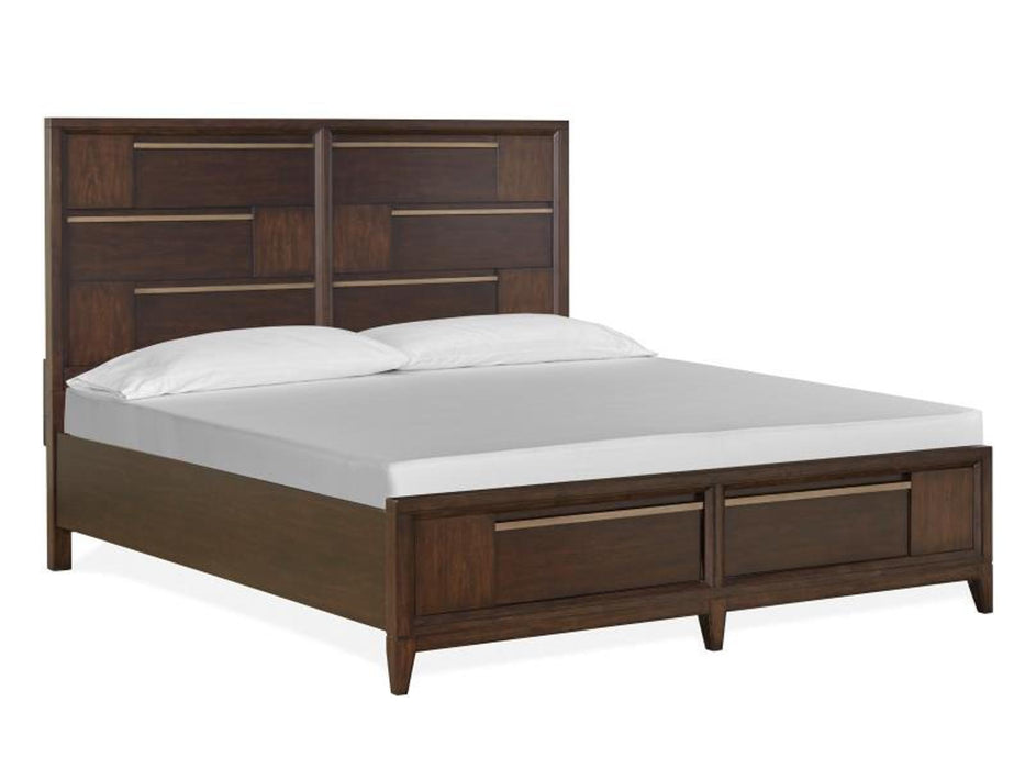 Magnussen Furniture Modern Geometry California King Panel Storage Bed in French Roast